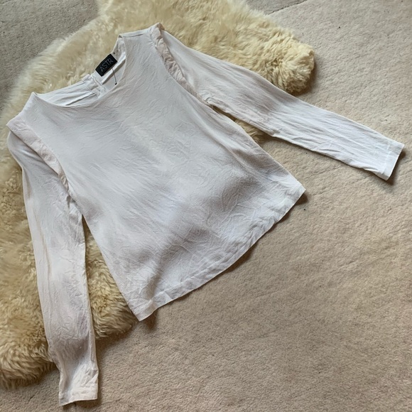 ASTR Rayon Top Button-Down Crew Ivory Blouse M - Picture 1 of 10